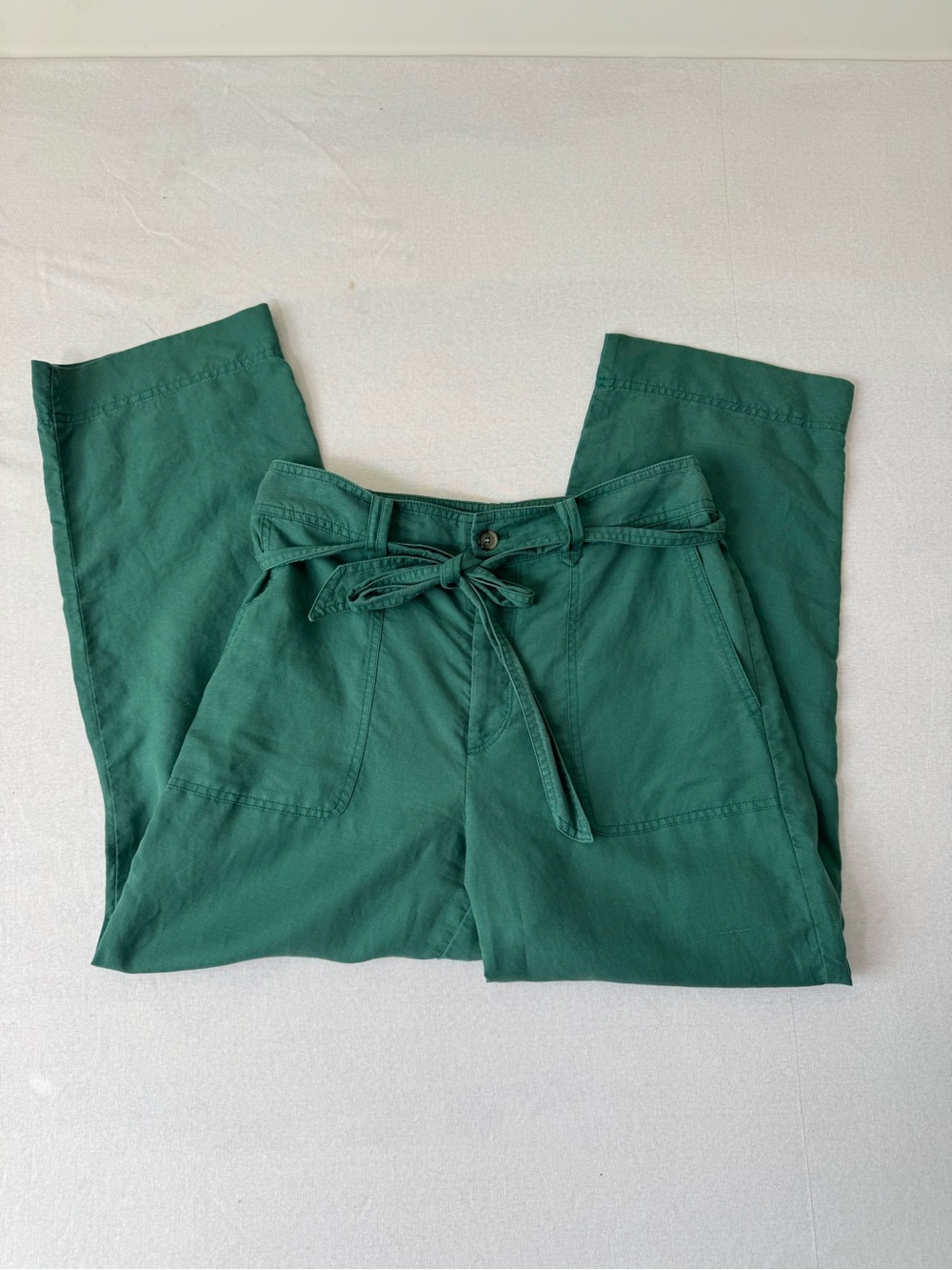 Gerard Darel Green Lyocell Linen Pants Relaxed Bohemian Ella Style 38